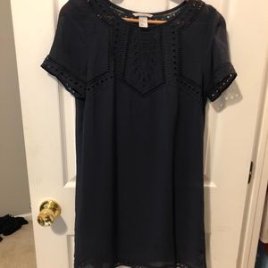 Navy chiffon & lace dress